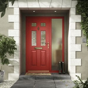 Red Composite Door with side glass panel